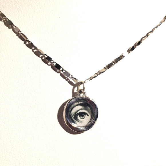 EVIL EYE PROTECTION ANTIQUE ART Choker Necklace Dainty 925 SILVER FORNASETTI - Picture 5 of 5